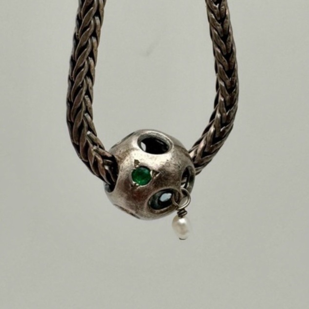 Trollbeads Shortcut Retired 925S LAA Gemstone Pearl Dangle OOAK Bead